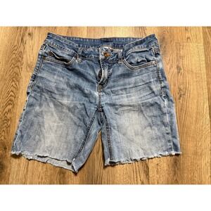 JCP Denim Shorts Women Size 28/6 Blue Jean Cut Off Frayed Hem Mid Rise